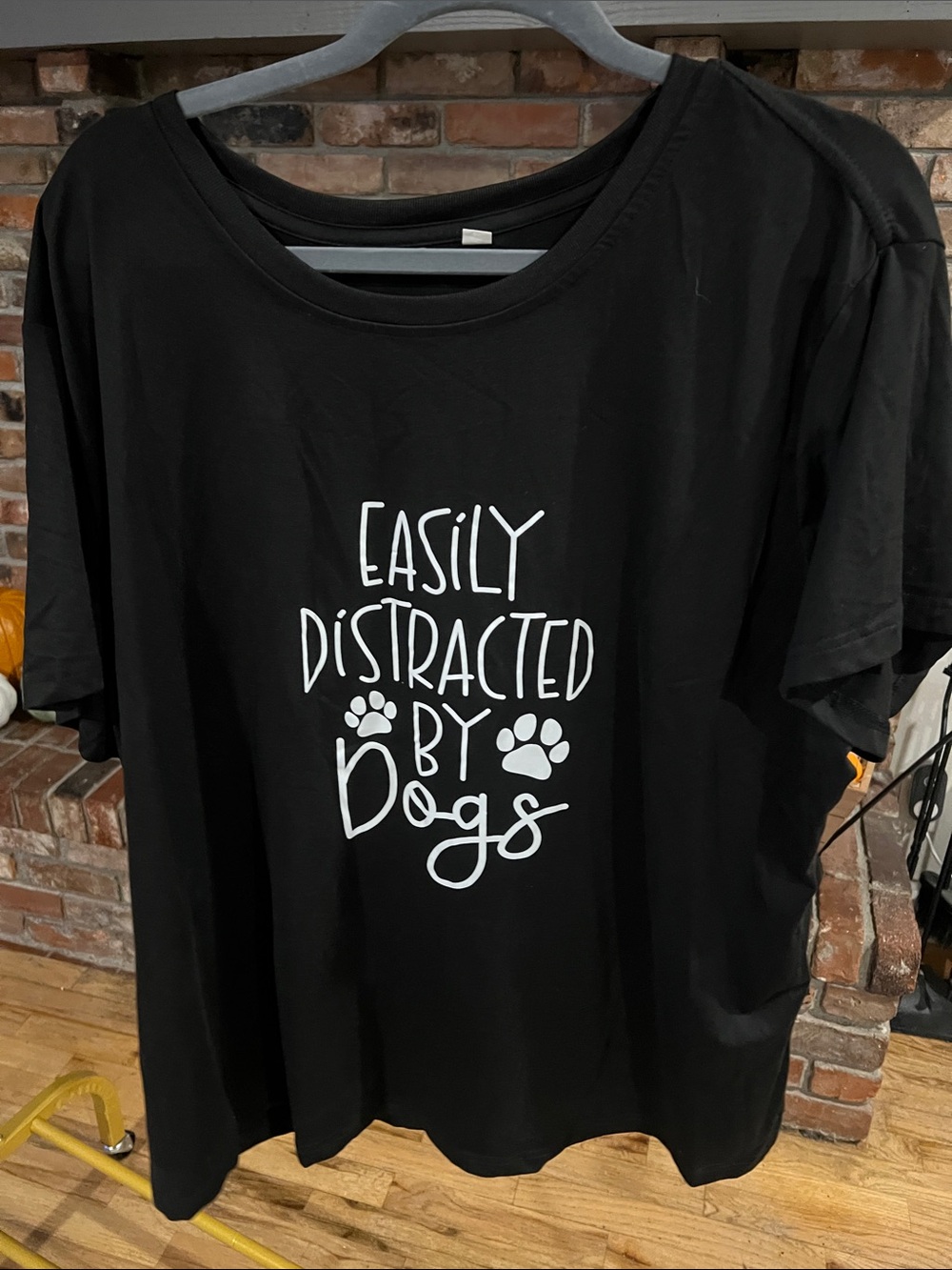 SHEIN Black 'Easily Distracted by Dogs' Short Sleeve Tee